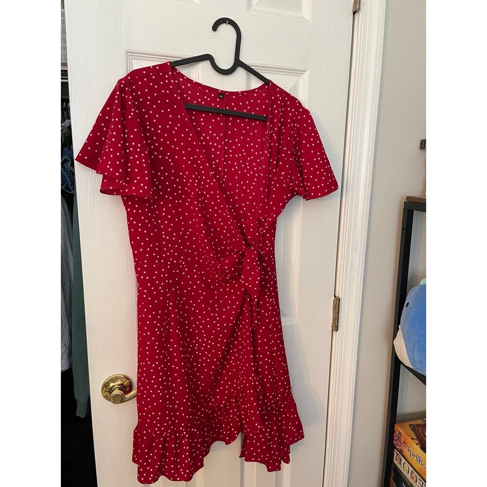 Red wrap dress